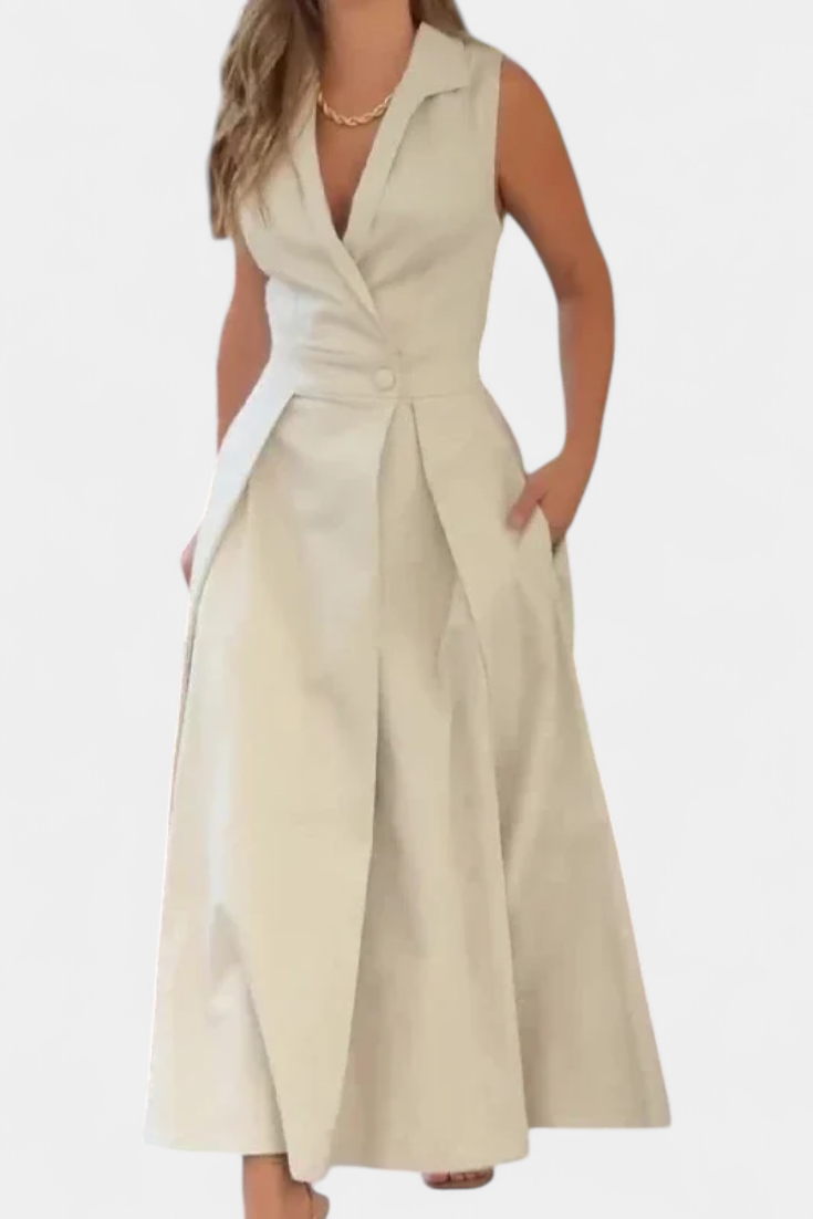 Beverly Blazer Sleeveless A-Line Button Down Dress