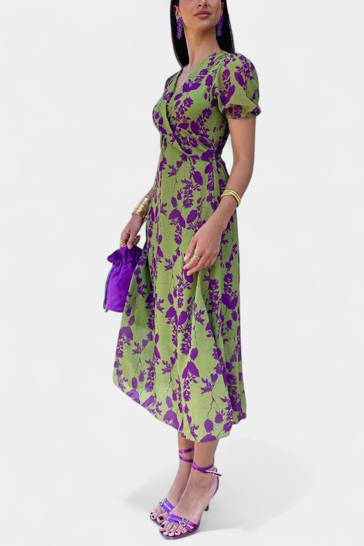 Elara Elegant Floral Dress with Tie Waist