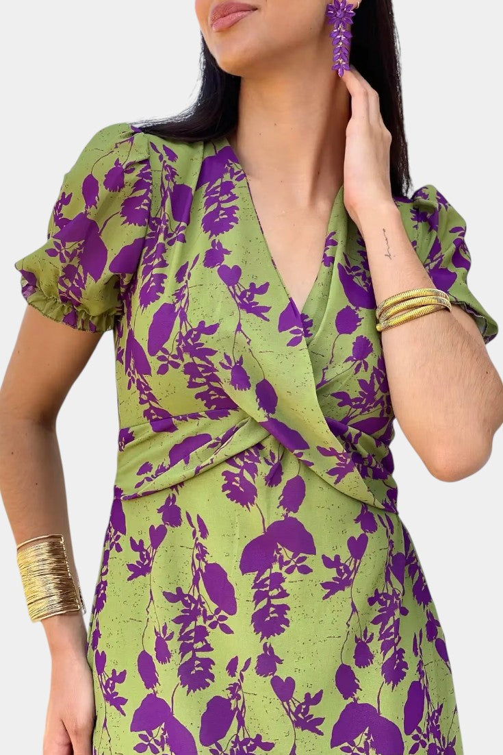 Elara Elegant Floral Dress with Tie Waist