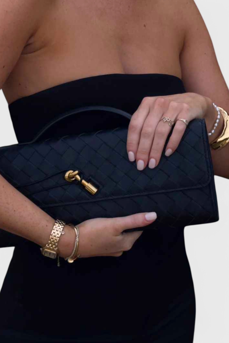 Melanie Clutch with Elegant Gold Knot Detail