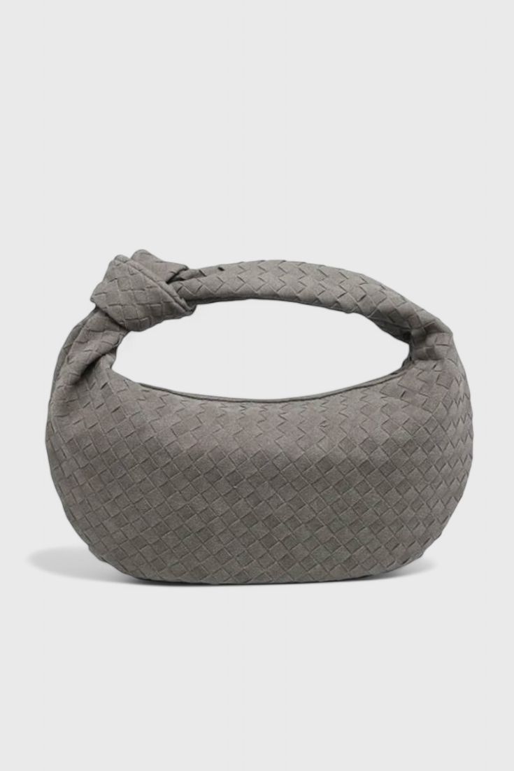 Lilac Medium Woven Bag with Knot Detail