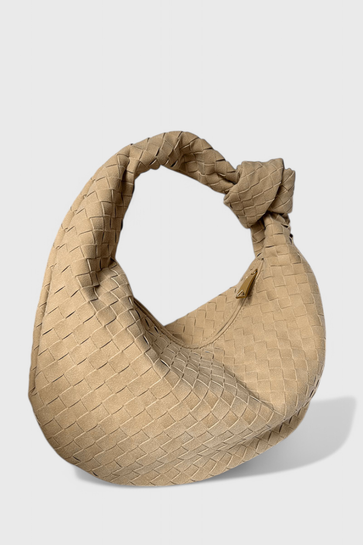 Lilac Medium Woven Bag with Knot Detail