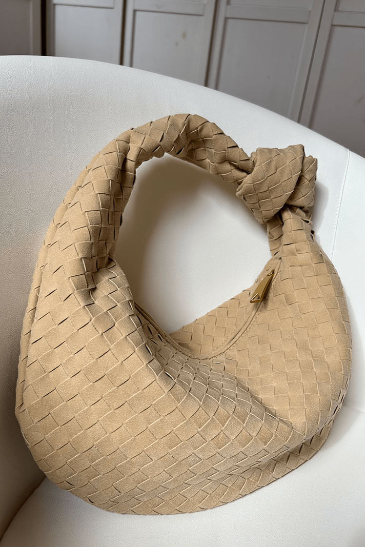 Lilac Medium Woven Bag with Knot Detail