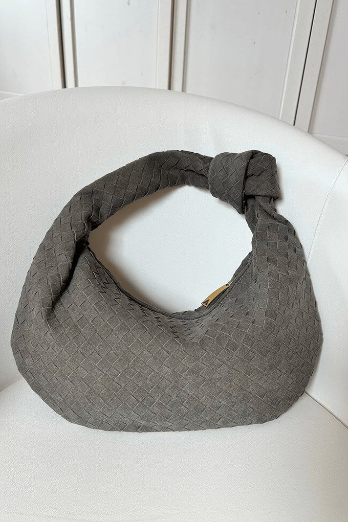 Lilac Medium Woven Bag with Knot Detail