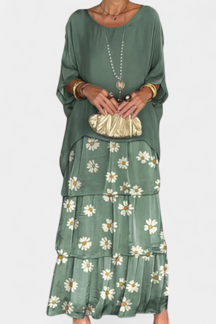 Caroline Batwing Maxi Dress with Print