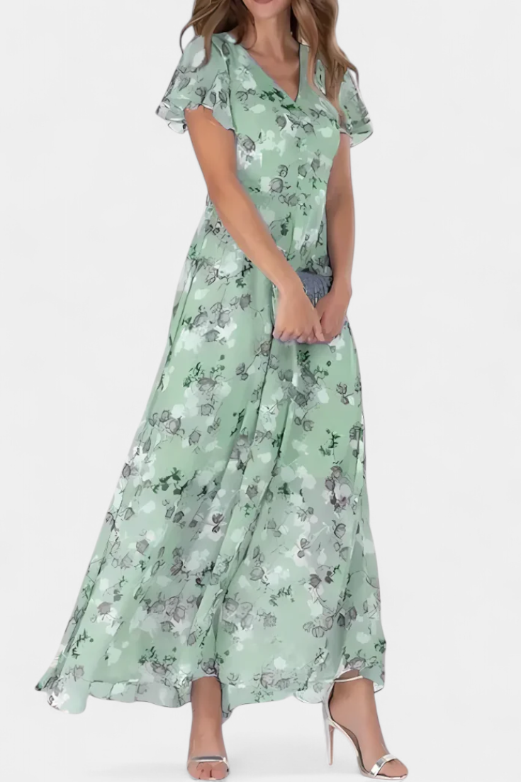 Amara Floral Maxi Dress with V-Neckline