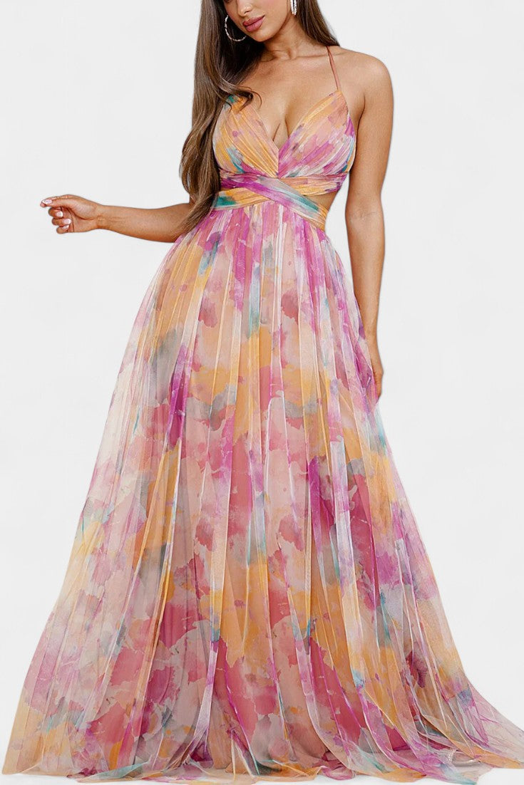 "Ingrid Floral V-Neck Maxi Dress" can be rewritten as "Ingrid Floral V-Neck Maxi Dress".