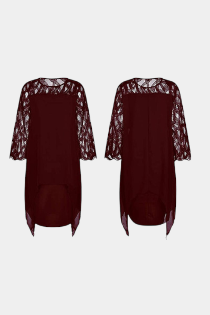 Yana Plus Size Dress with Lace Sleeves