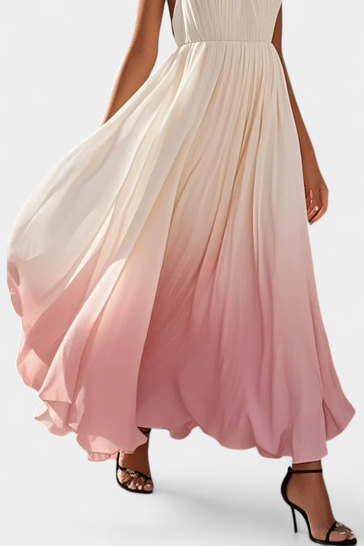 Starla Pleated Halter Dress with Pearl Details