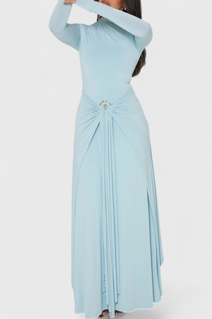 Fatima Pleated Bodycon Dress with Metallic Accessories
