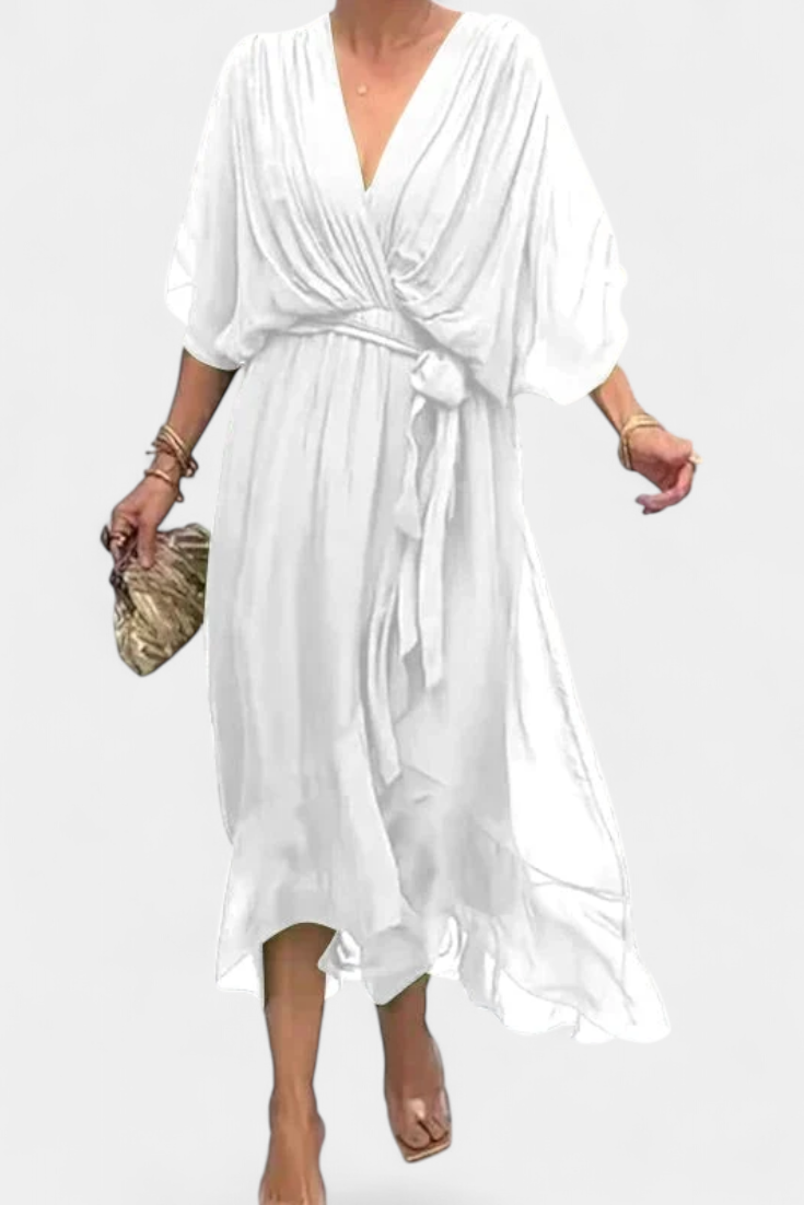 Flowy Luisa Dress with V-Neckline and Attractive Silhouette