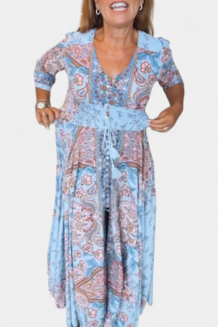 Dunya Casual Summer Dress with V-Neckline