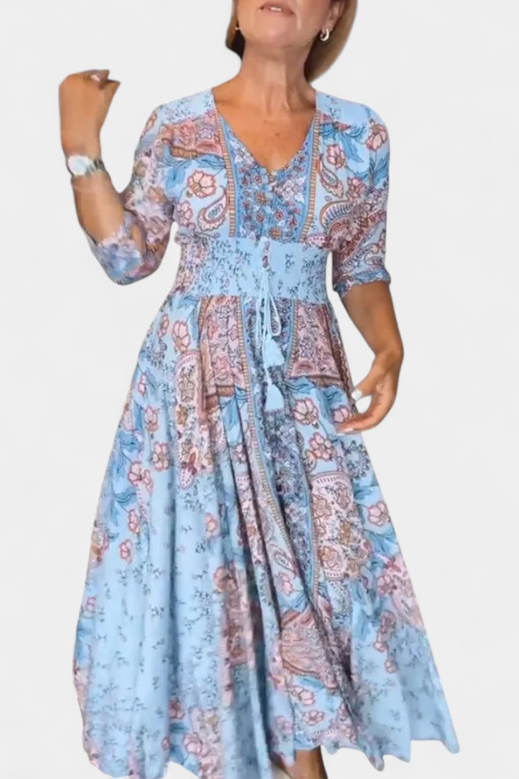 Dunya Casual Summer Dress with V-Neckline