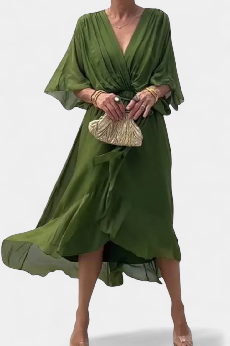Flowy Luisa Dress with V-Neckline and Attractive Silhouette