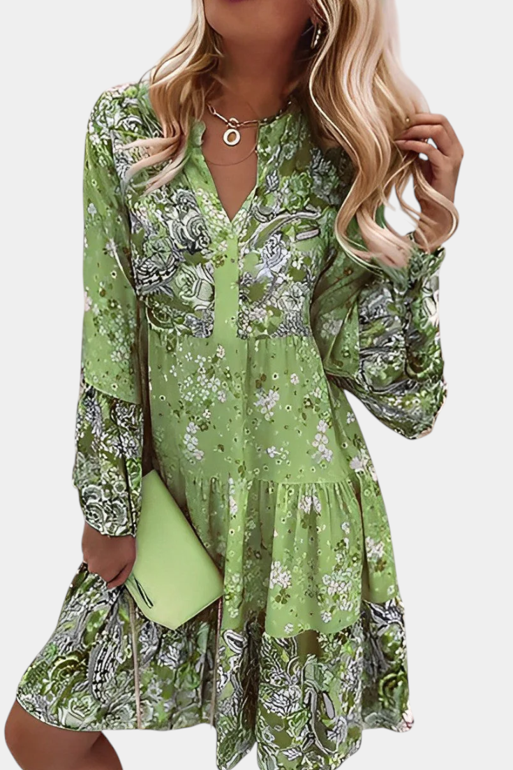 Vera Boho Floral Mini A-Line Dress
