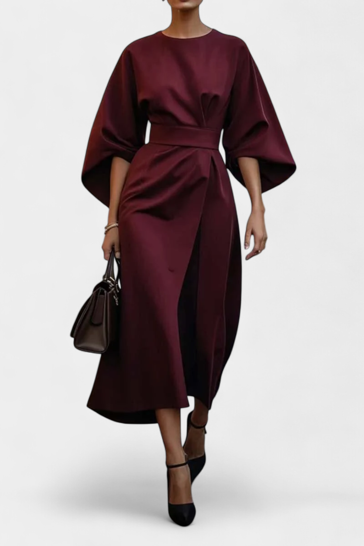 Micaela Midi Dress with Lantern Sleeves