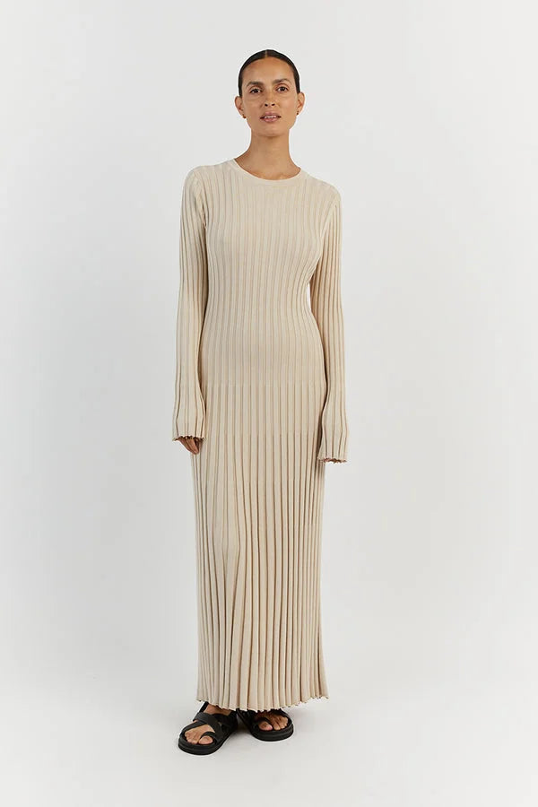 Gloria Ribbed Knit Dress with Belt