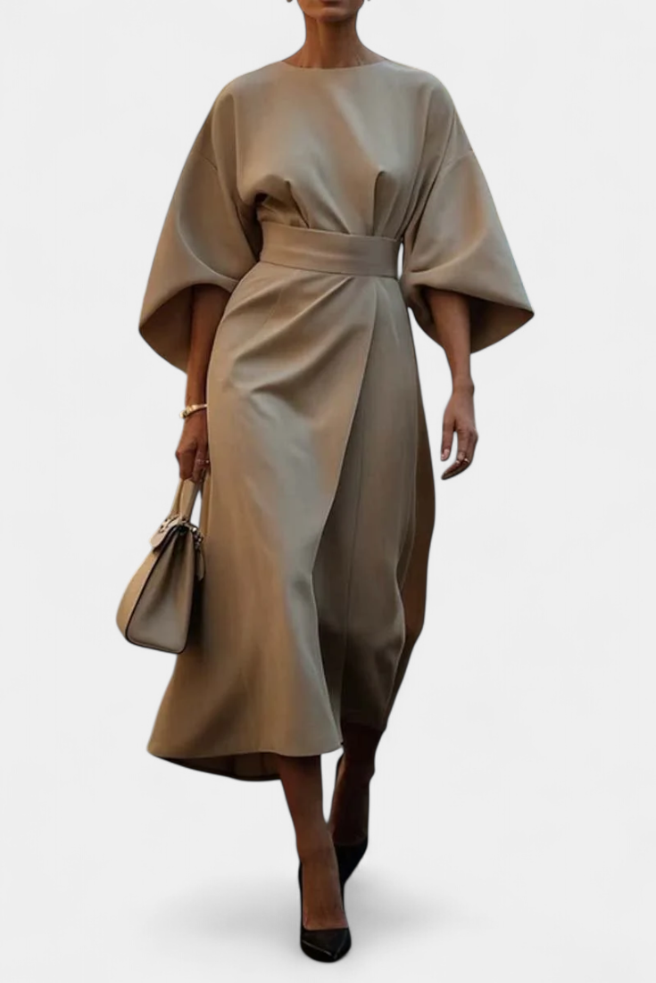 Micaela Midi Dress with Lantern Sleeves