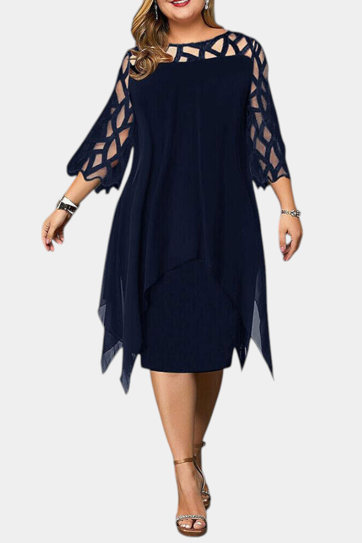 Yana Plus Size Dress with Lace Sleeves