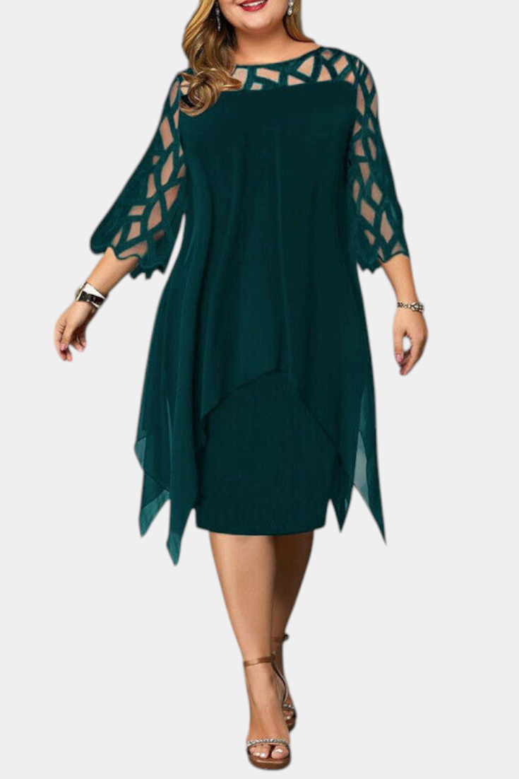 Yana Plus Size Dress with Lace Sleeves
