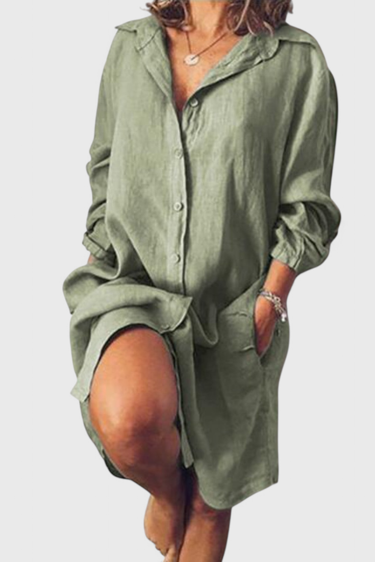 Marlene Longline Linen Shirt Dress
