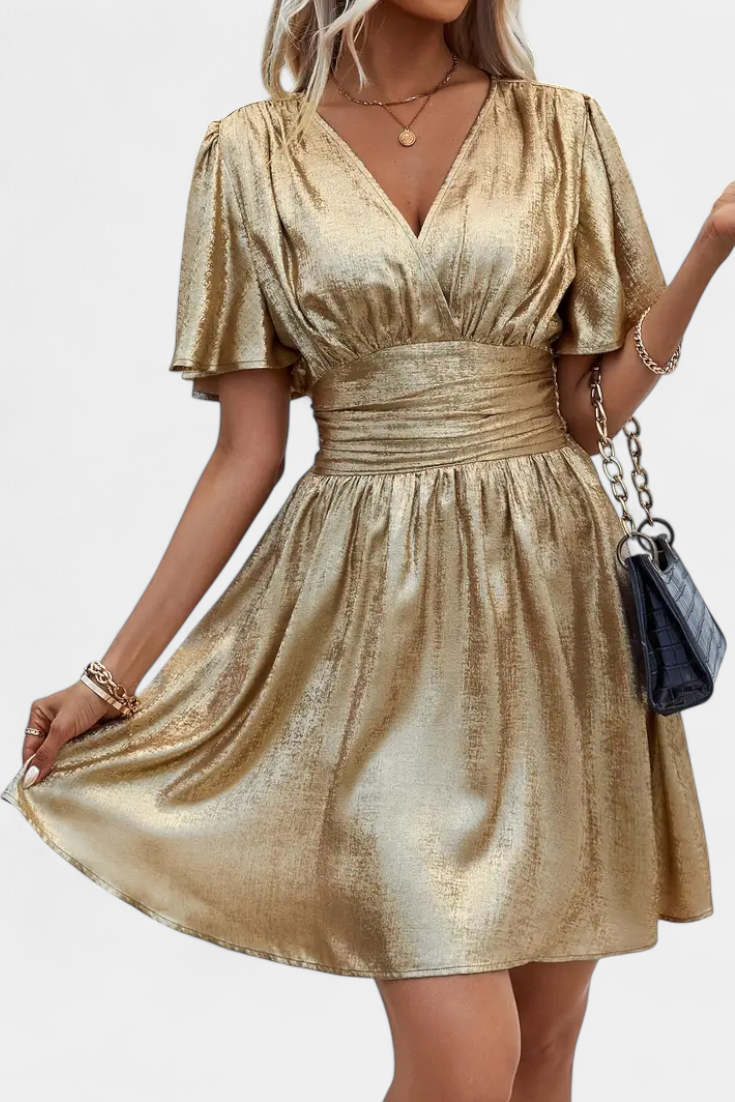 Adalee Women's V-Neck Dress with Wrap Waist