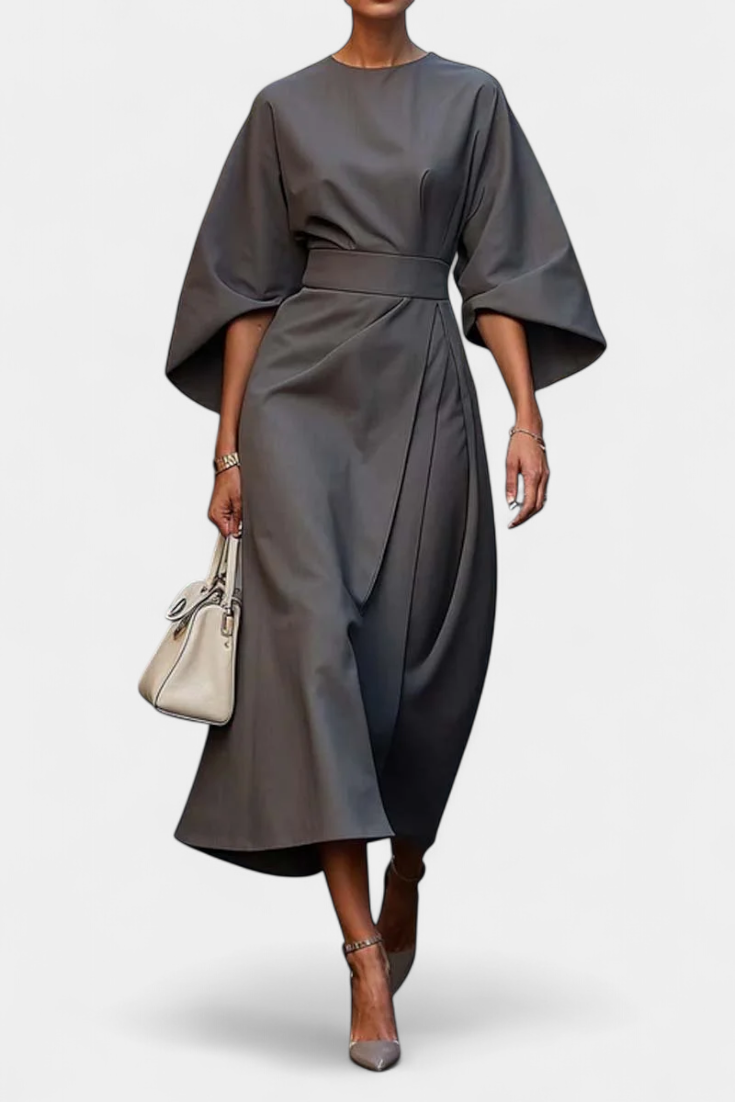 Micaela Midi Dress with Lantern Sleeves