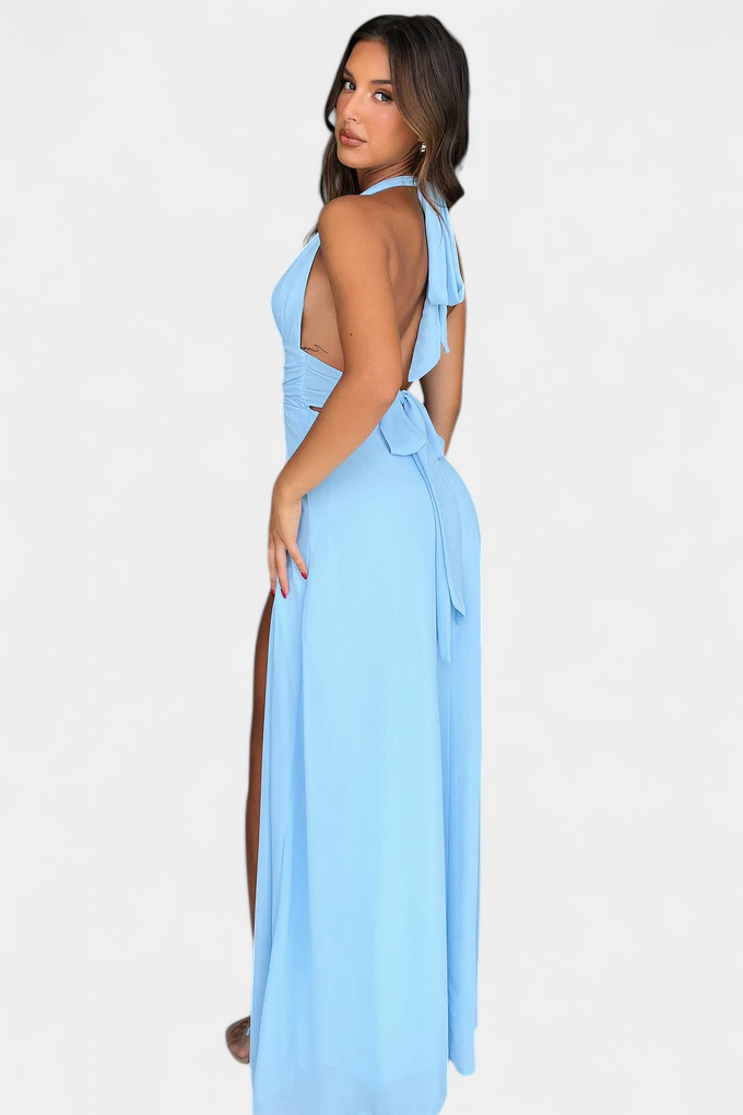 Latisha Halter Dress with Wide Slit