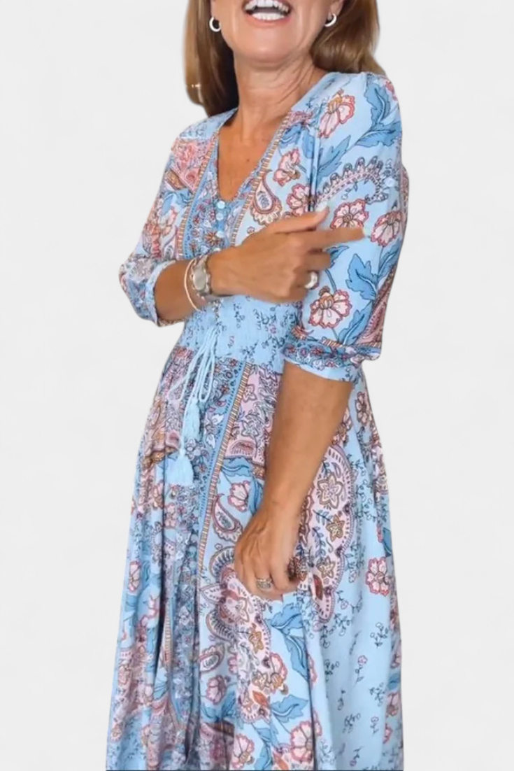 Dunya Casual Summer Dress with V-Neckline