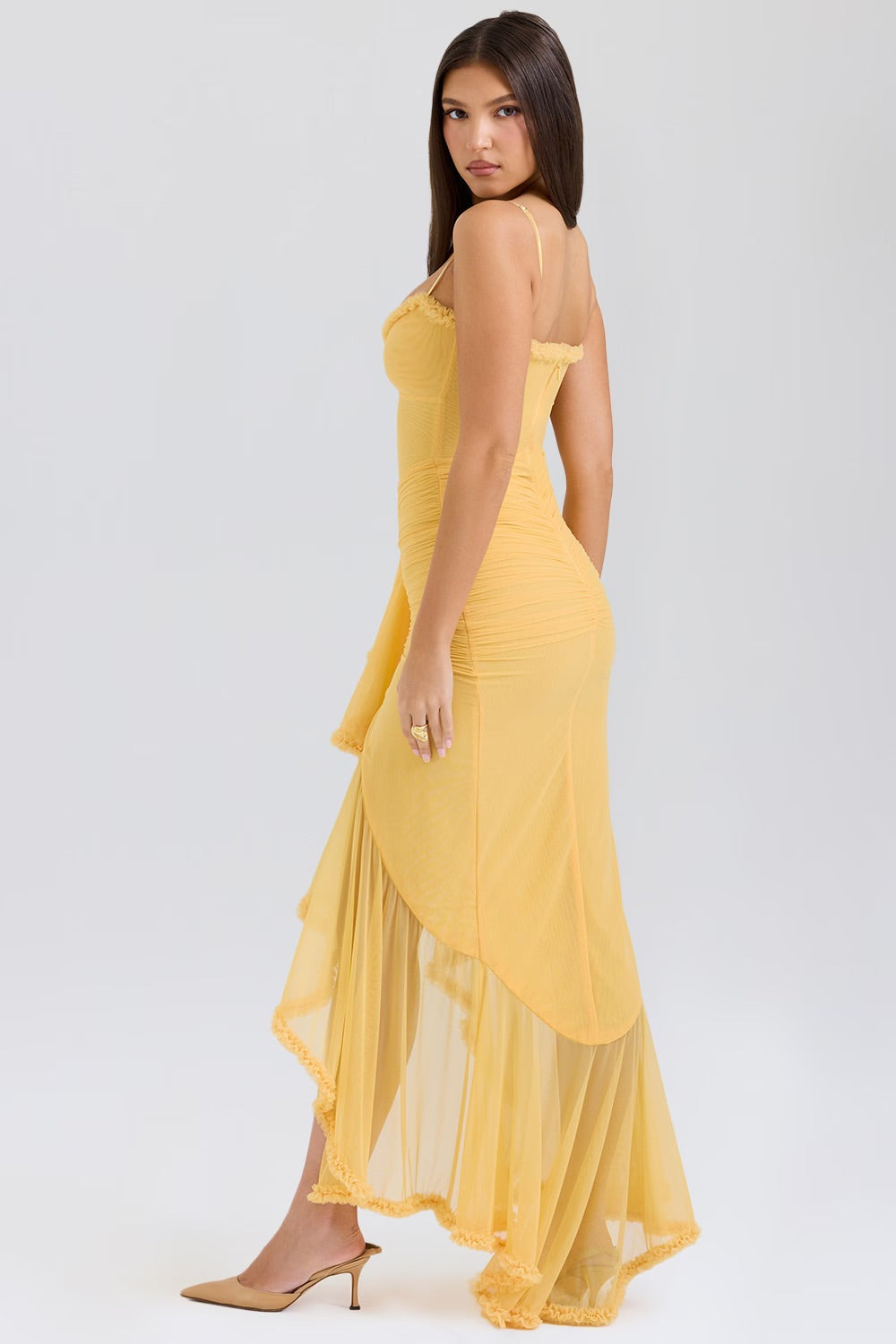 Roxanne Sleeveless dress with straps and ruffles