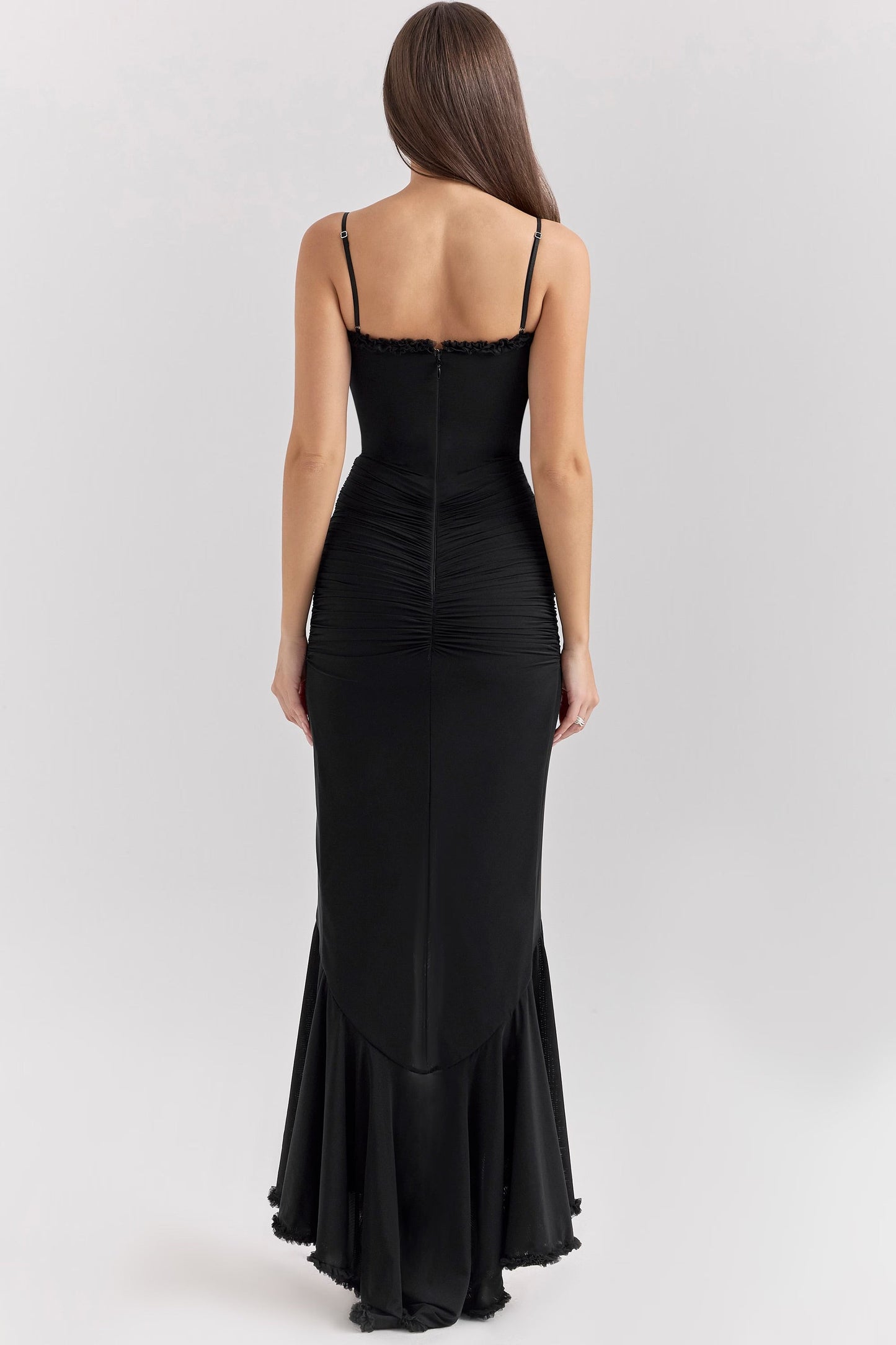 Roxanne Sleeveless dress with straps and ruffles