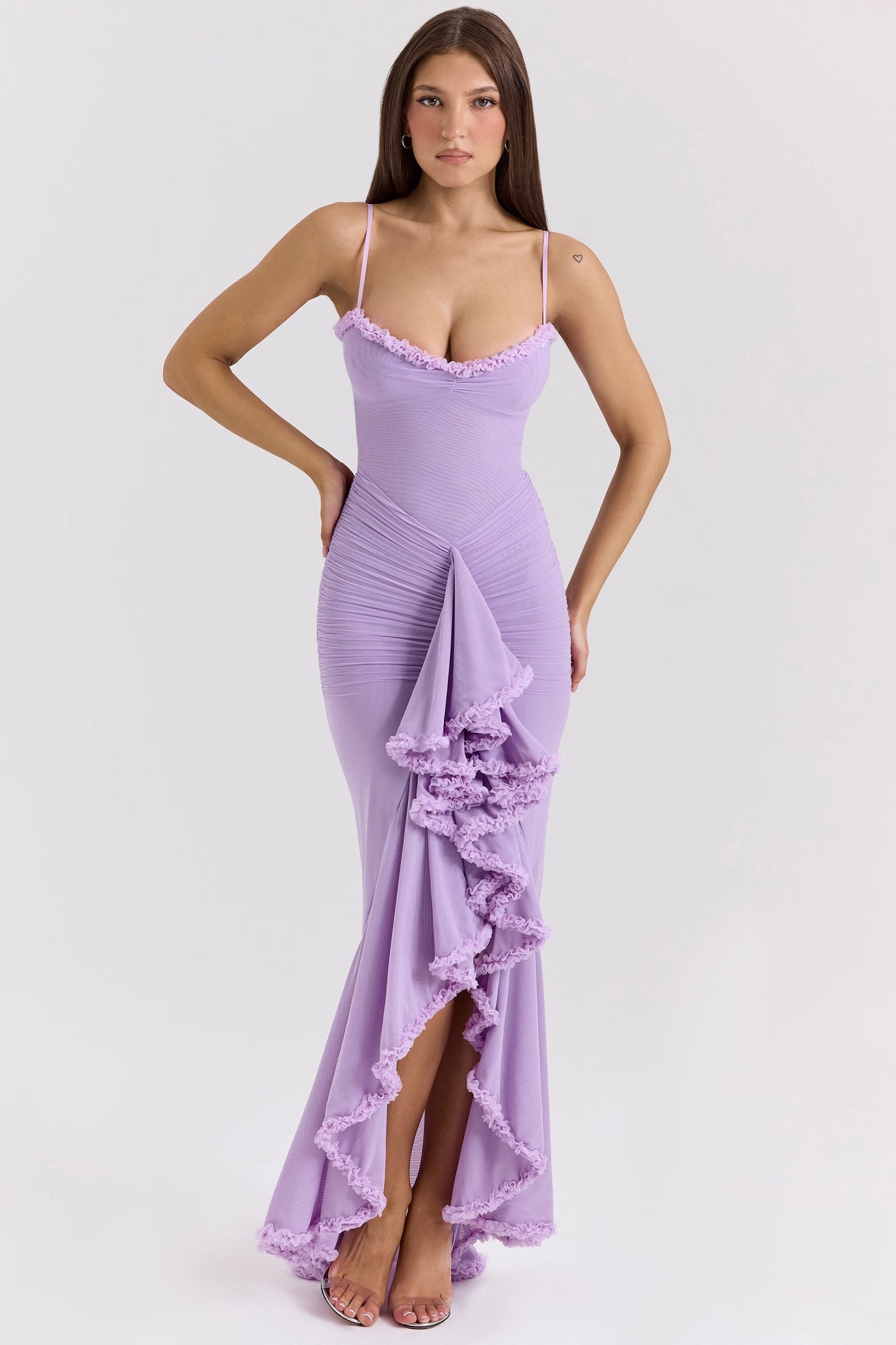 Roxanne Sleeveless dress with straps and ruffles