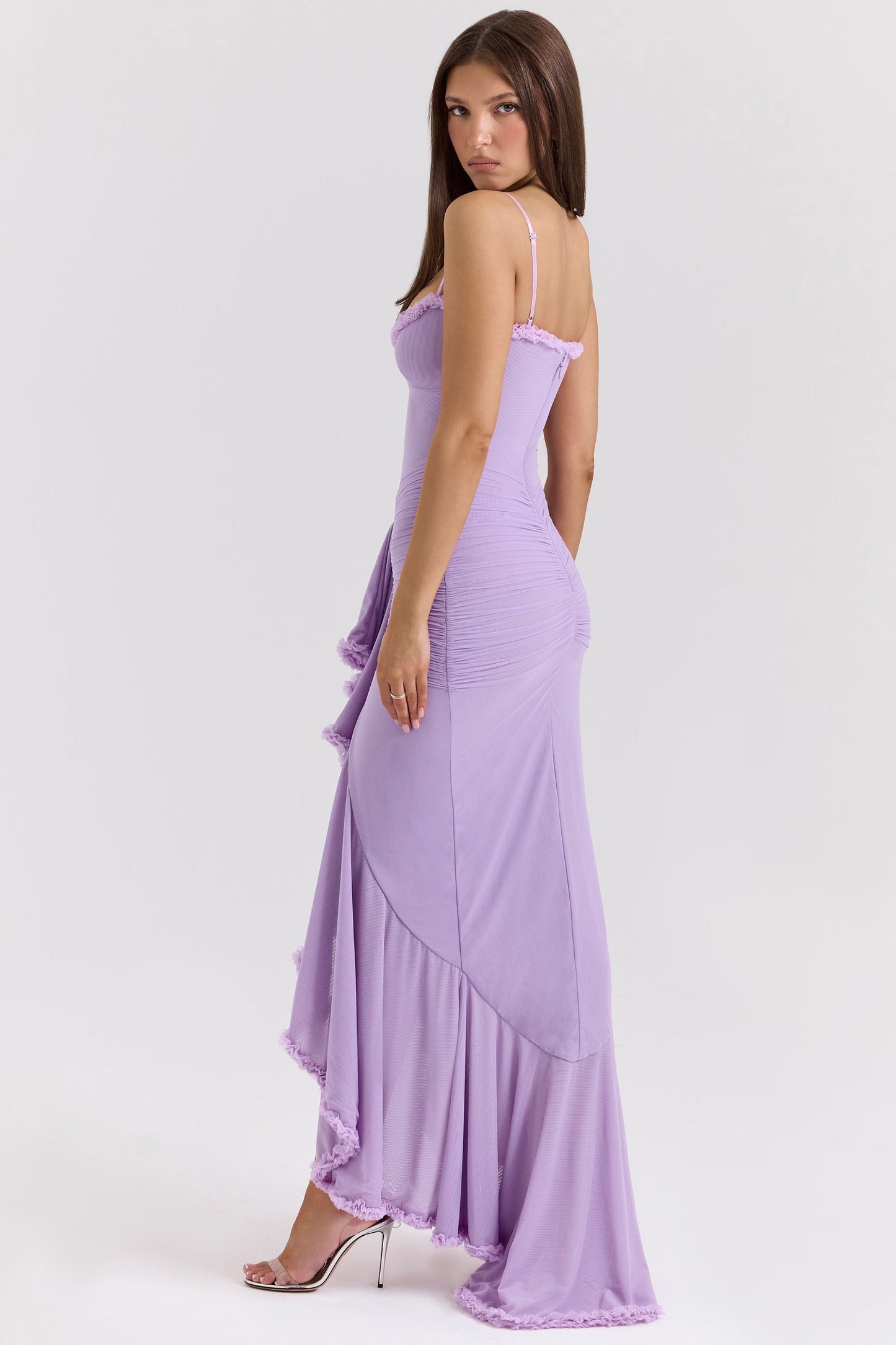 Roxanne Sleeveless dress with straps and ruffles