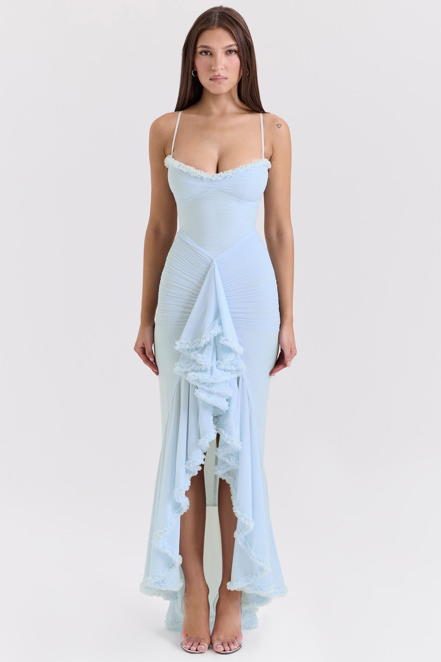 Roxanne Sleeveless dress with straps and ruffles