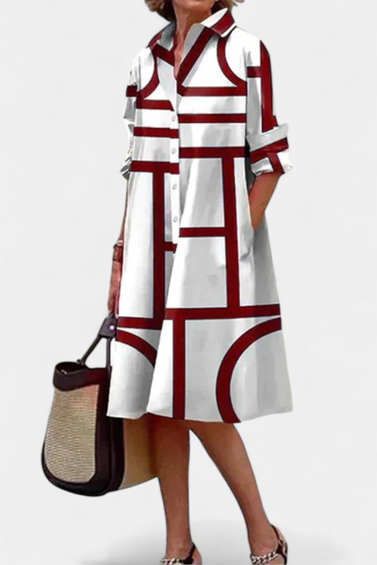 Larissa Cotton and Silk Dress with Geometric Design