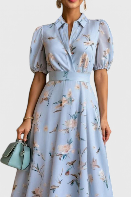 Isaline Floral Dress with Light Collar