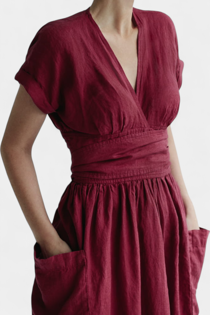 Cressida V-Neck Dress with Adjustable Waist