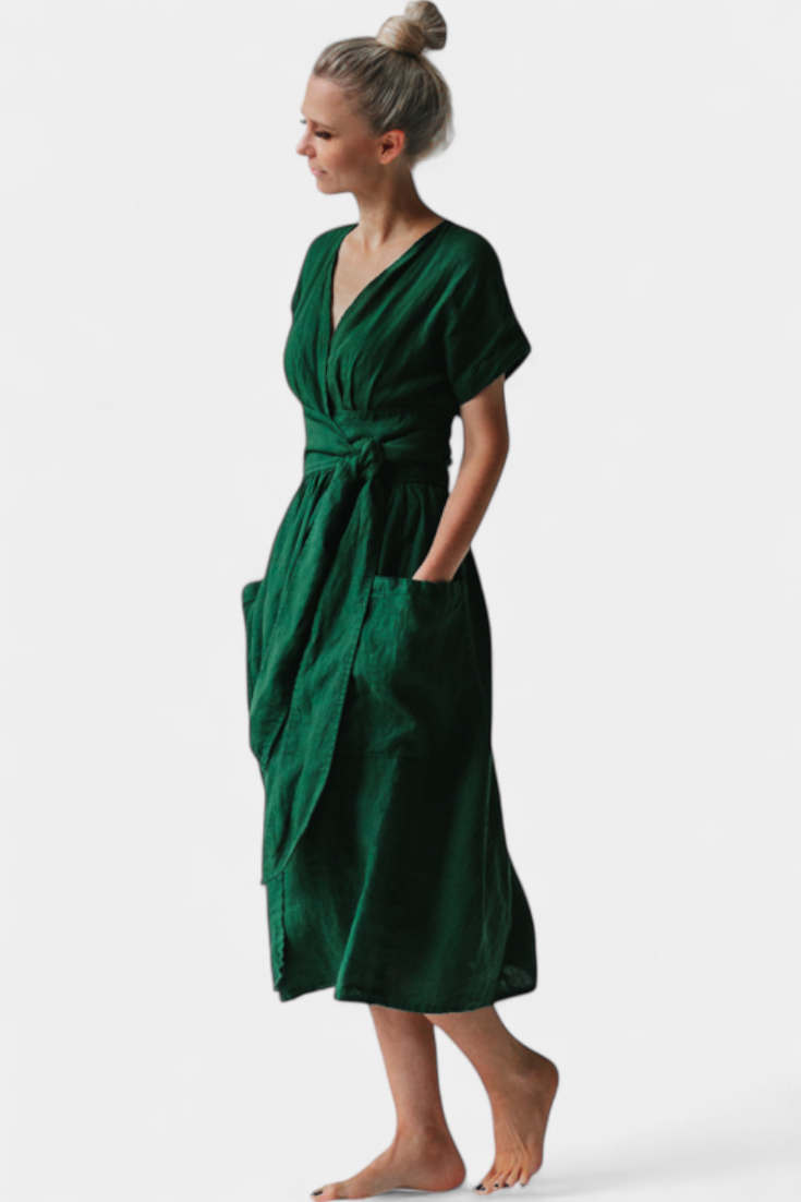 Cressida V-Neck Dress with Adjustable Waist
