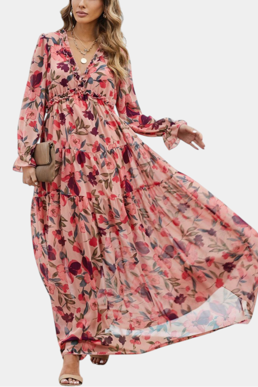 Keti Long Sleeve Floral Maxi Dress