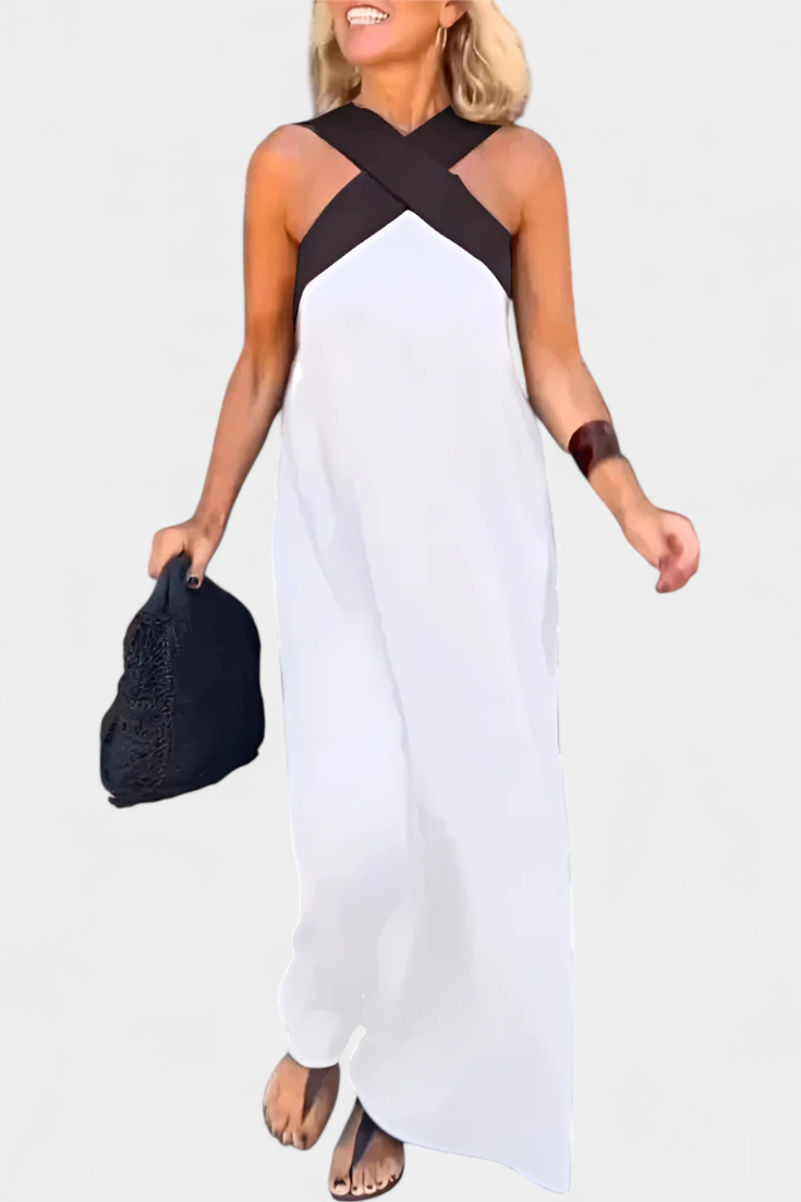 Edith Dress with Cross Neck and Open Back
