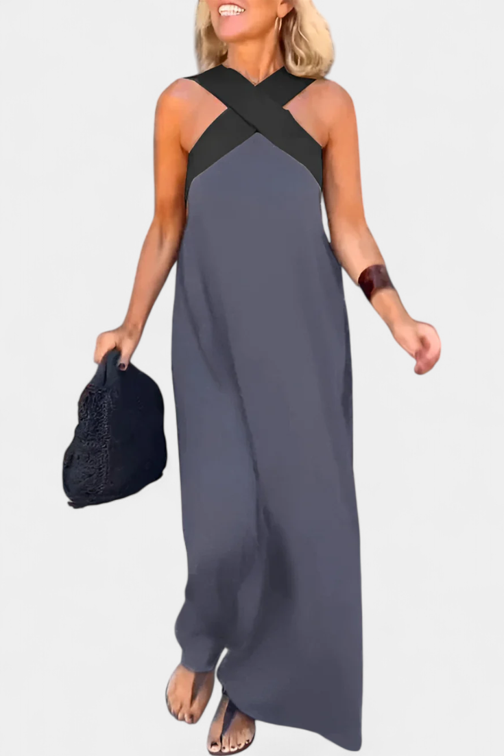 Edith Dress with Cross Neck and Open Back