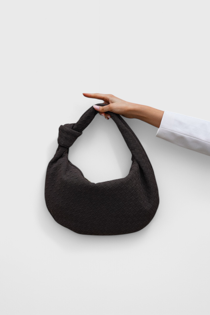 Lilac Medium Woven Bag with Knot Detail