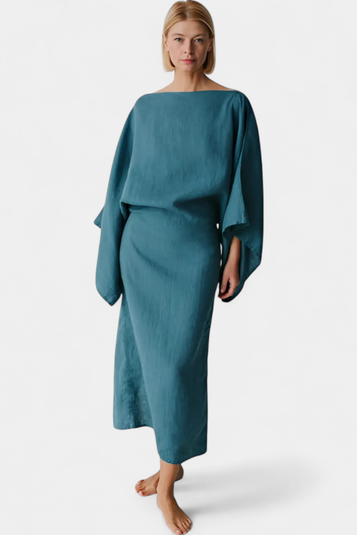 Kamilia Linen and Cotton Blend Kimono Dress