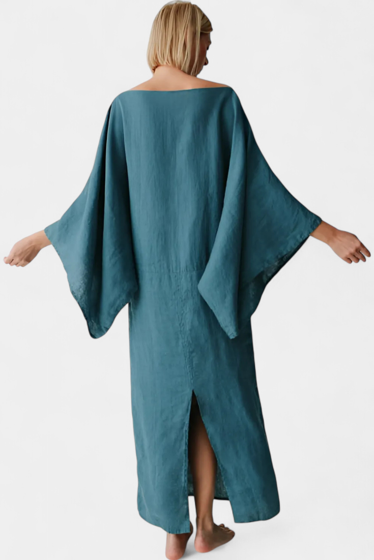 Kamilia Linen and Cotton Blend Kimono Dress