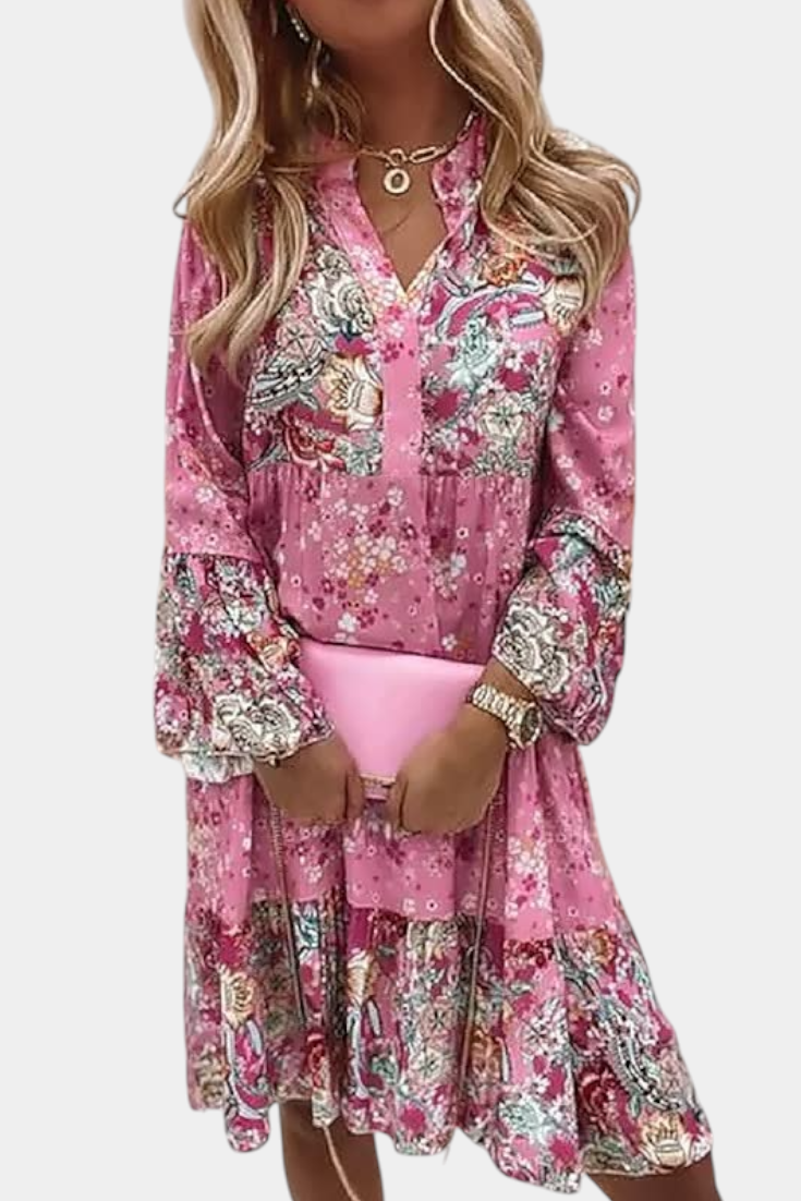 Vera Boho Floral Mini A-Line Dress