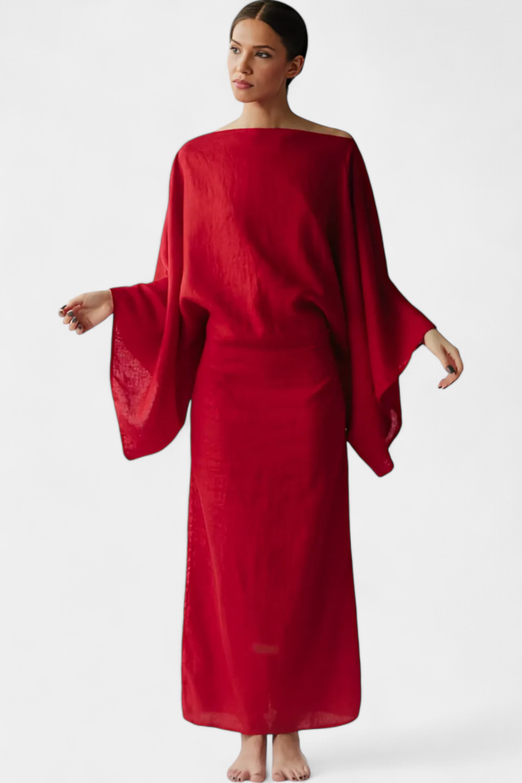 Kamilia Linen and Cotton Blend Kimono Dress