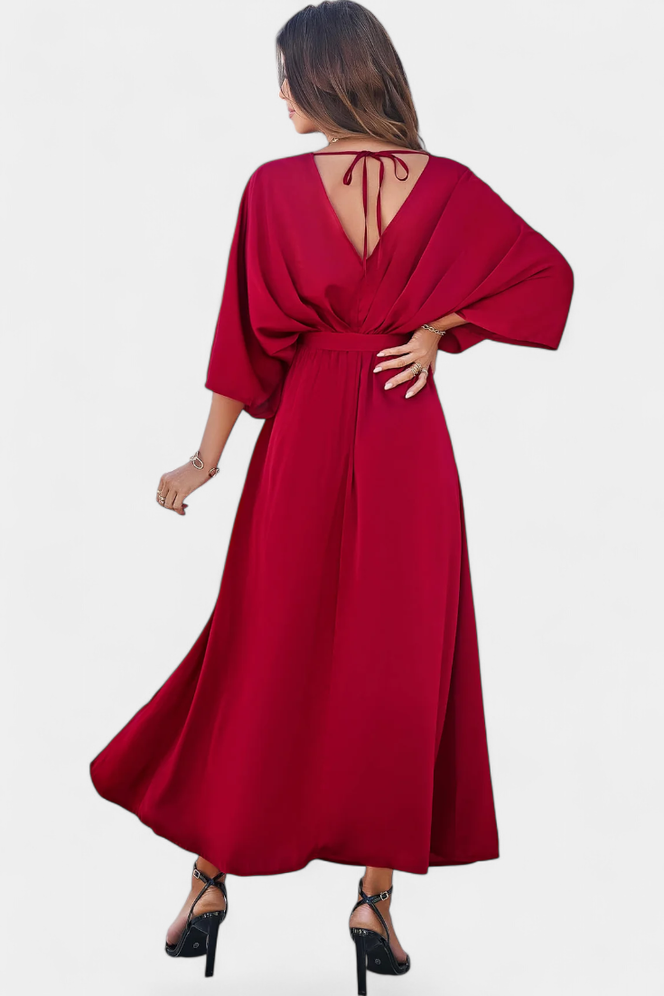 Milly Chic Dress with Slit and Bow Belt