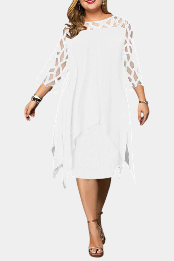 Yana Plus Size Dress with Lace Sleeves
