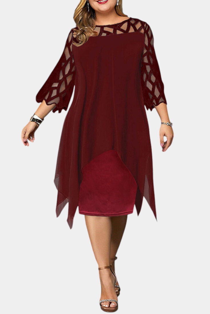 Yana Plus Size Dress with Lace Sleeves