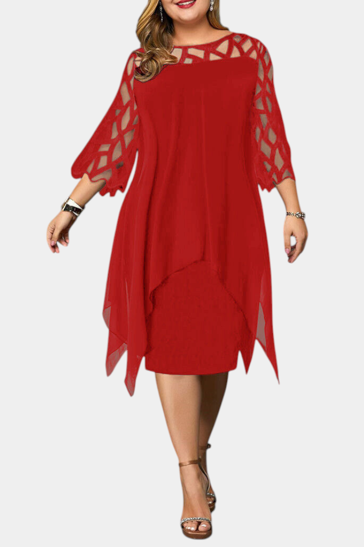 Yana Plus Size Dress with Lace Sleeves